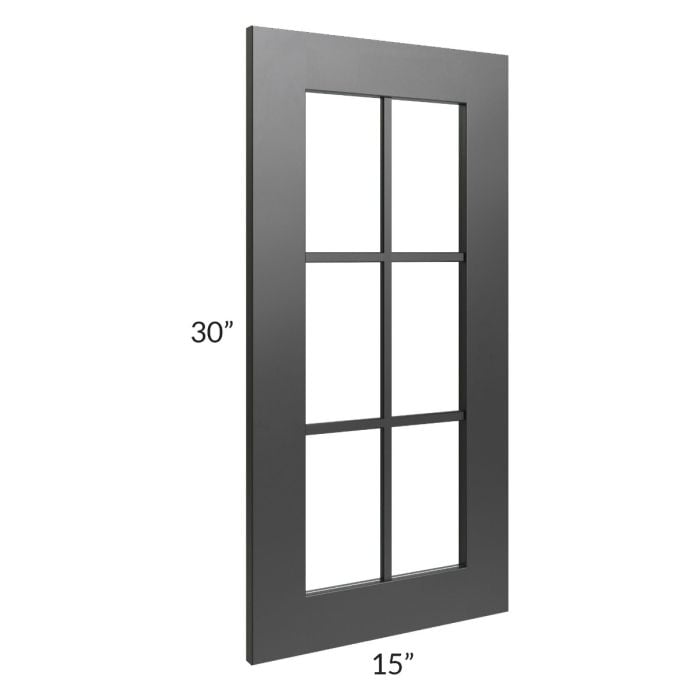 RTA Onyx Black Shaker 15" x 30" Mullion Glass Door