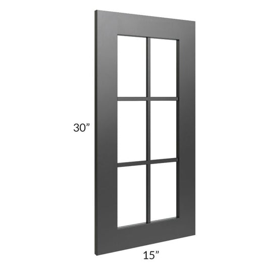 RTA Onyx Black Shaker 15" x 30" Mullion Glass Door