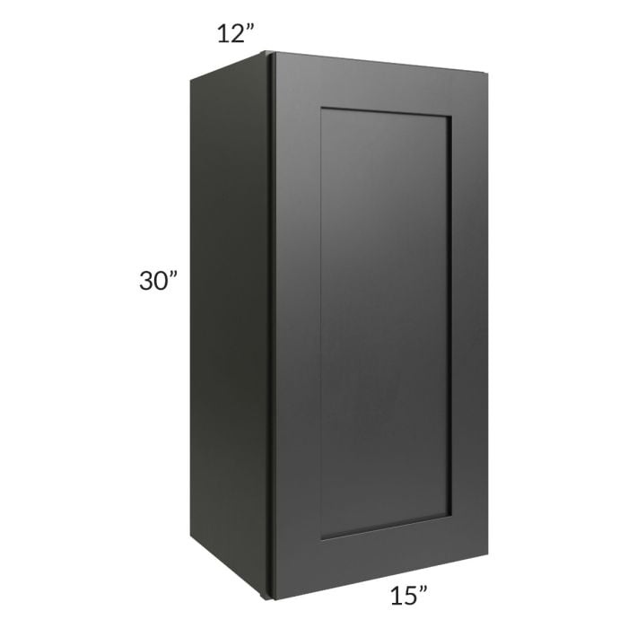RTA Onyx Black Shaker 15" x 30" Wall Cabinet with Glass Door