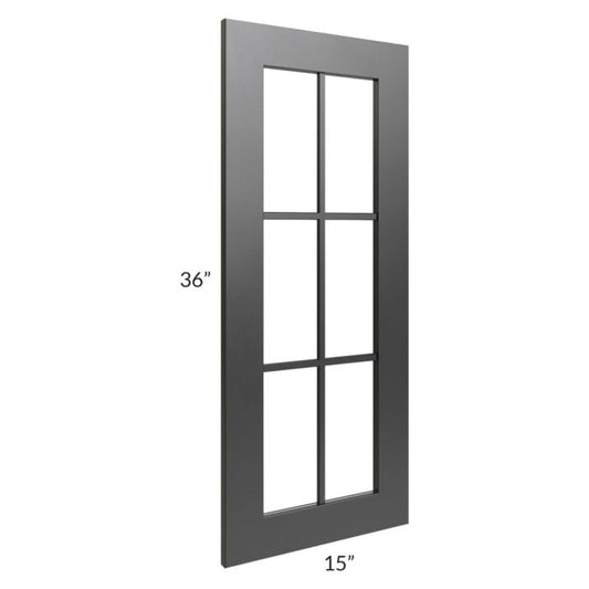RTA Onyx Black Shaker 15" x 36" Mullion Glass Door