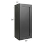 RTA Onyx Black Shaker 15" x 36" Wall Cabinet with 1 Decorative End Panel