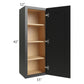 RTA Onyx Black Shaker 15" x 42" Wall Cabinet with 1 Decorative End Panel and Mullion Glass Door