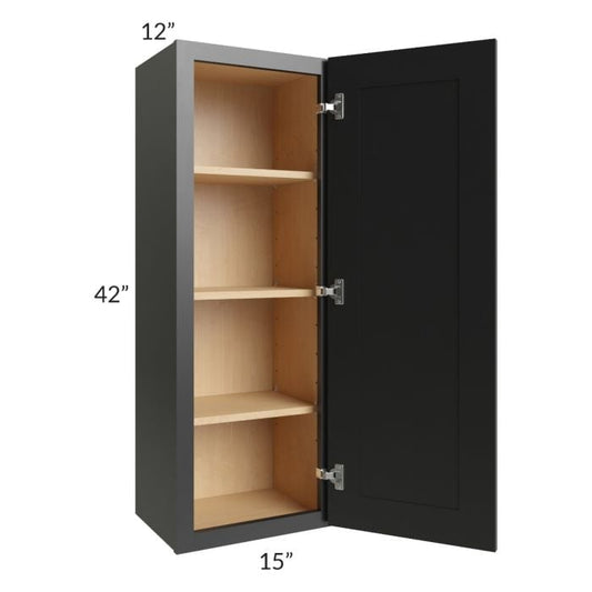 RTA Onyx Black Shaker 15" x 42" Wall Cabinet with 2 Decorative End Panels