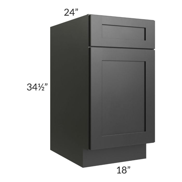 RTA Onyx Black Shaker 18" Base Cabinet - Left Hinged with 2 Decorative End Panels