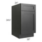 RTA Onyx Black Shaker 18" Base Cabinet - Right Hinged