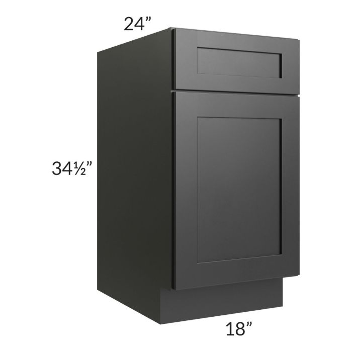 RTA Onyx Black Shaker 18" Base Cabinet - Right Hinged