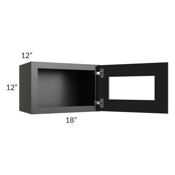 RTA Onyx Black Shaker 18" x 12" Decorative Wall Cabinet with Plain Glass
