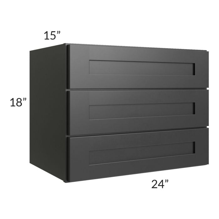 RTA Onyx Black Shaker 18" x 24" 3-Drawer Wall Cabinet