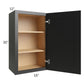 RTA Onyx Black Shaker 18" x 30" Wall Cabinet with 1 Decorative End Panel and Glass Door