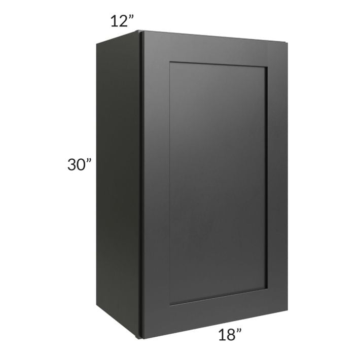 RTA Onyx Black Shaker 18" x 30" Wall Cabinet with Glass Door