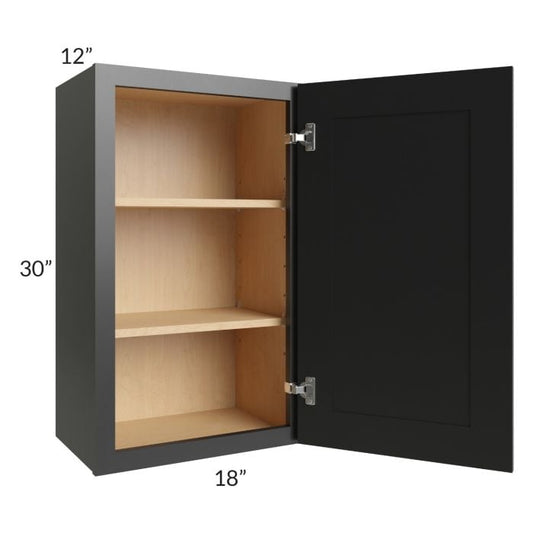 RTA Onyx Black Shaker 18" x 30" Wall Cabinet with Mullion Glass Door