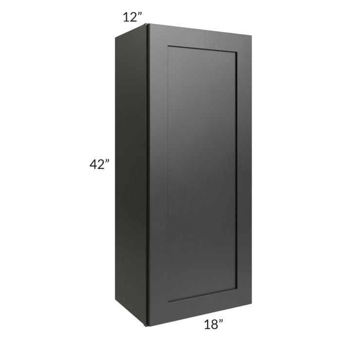 RTA Onyx Black Shaker 18" x 42" Wall Cabinet with Glass Door