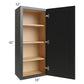RTA Onyx Black Shaker 18" x 42" Wall Cabinet with Glass Door