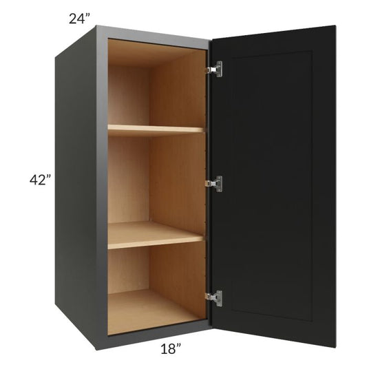 RTA Onyx Black Shaker 18" x 42" x 24" Split Pantry Wall Cabinet