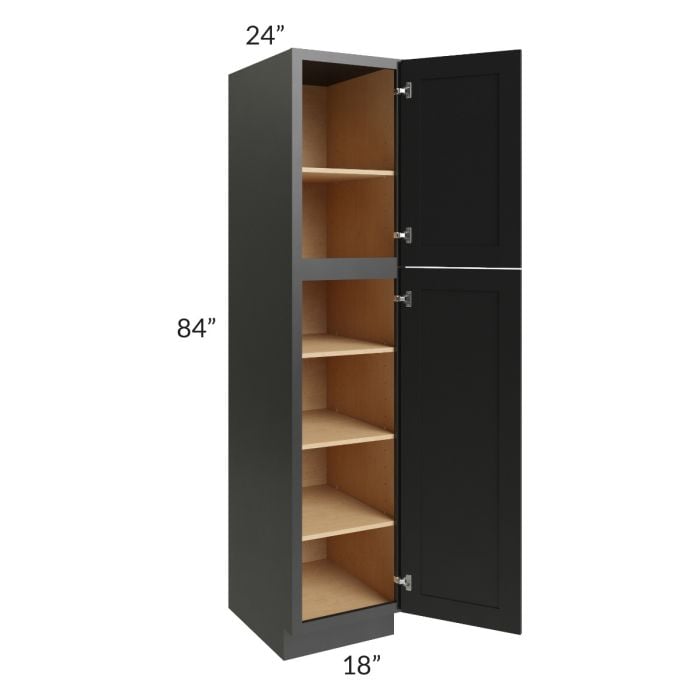 RTA Onyx Black Shaker 18" x 84" Utility Cabinet with 2 Decorative End Panels