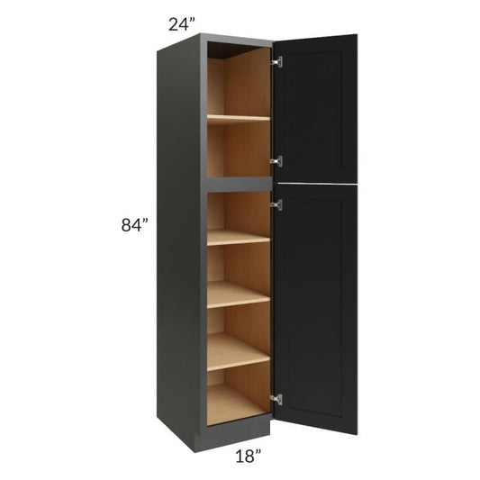 RTA Onyx Black Shaker 18" x 84" Utility Cabinet with 2 Decorative End Panels