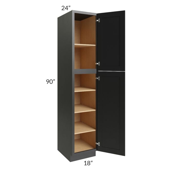 RTA Onyx Black Shaker 18" x 90" Utility Cabinet with 2 Decorative End Panels