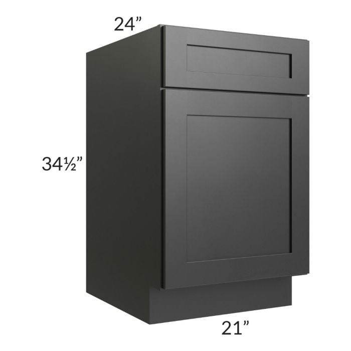RTA Onyx Black Shaker 21" Base Cabinet - Right Hinged with 1 Decorative End Panel
