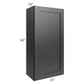 RTA Onyx Black Shaker 21" x 42" Wall Cabinet with 2 Decorative End Panels and Glass Door