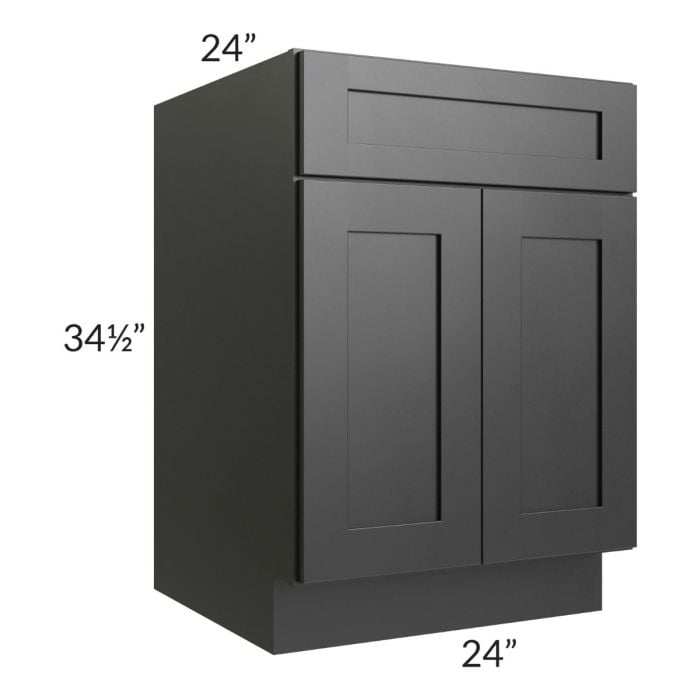 RTA Onyx Black Shaker 24" Base Cabinet with 1 Decorative End Panel