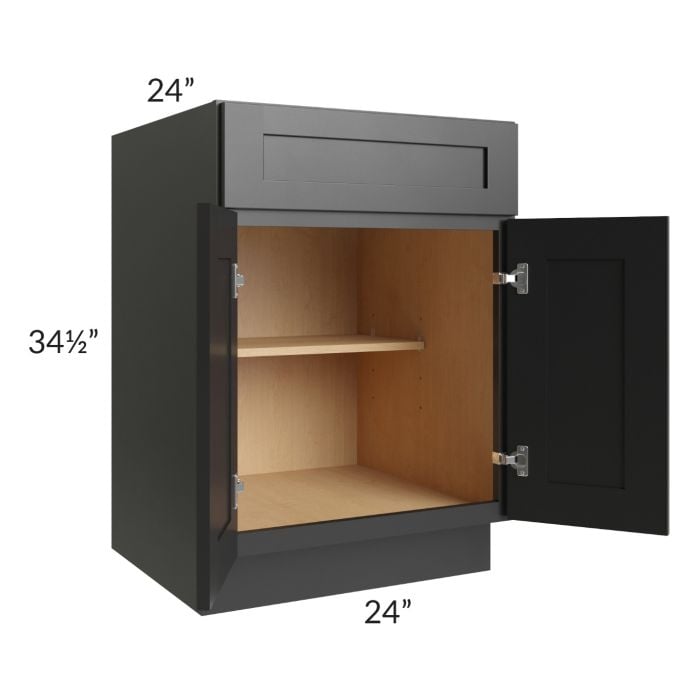 RTA Onyx Black Shaker 24" Base Cabinet with 2 Decorative End Panels