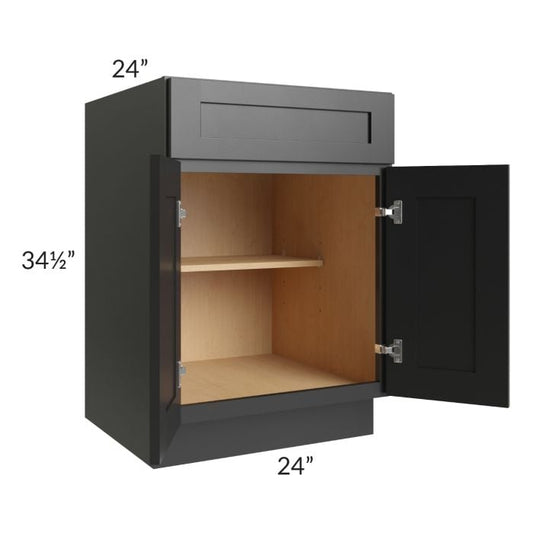 RTA Onyx Black Shaker 24" Base Cabinet with 2 Decorative End Panels