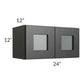 RTA Onyx Black Shaker 24" x 12" Decorative Wall Cabinet with Plain Glass