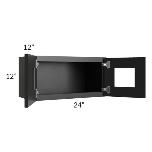 RTA Onyx Black Shaker 24" x 12" Decorative Wall Cabinet with Plain Glass