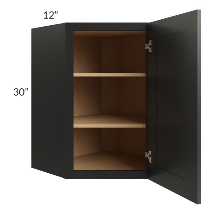 RTA Onyx Black Shaker 24" x 30" Diagonal Corner Wall Cabinet