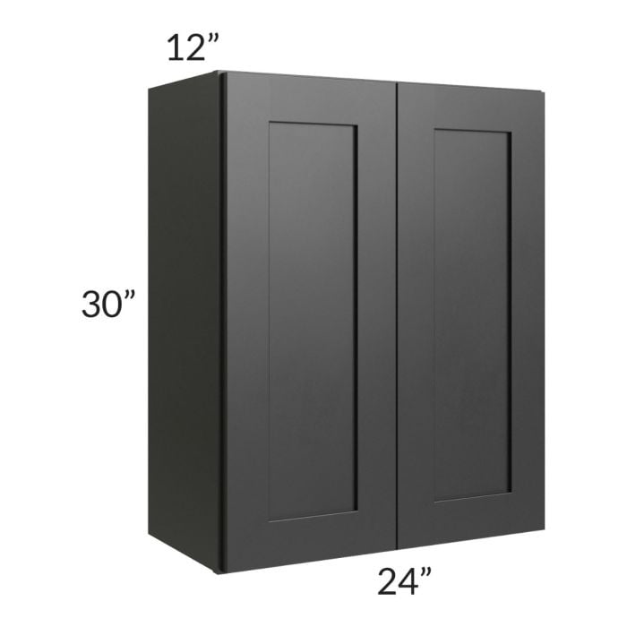 RTA Onyx Black Shaker 24" x 30" Wall Cabinet with Glass Door
