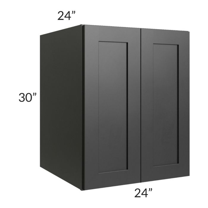 RTA Onyx Black Shaker 24" x 30" x 24" Split Pantry Wall Cabinet