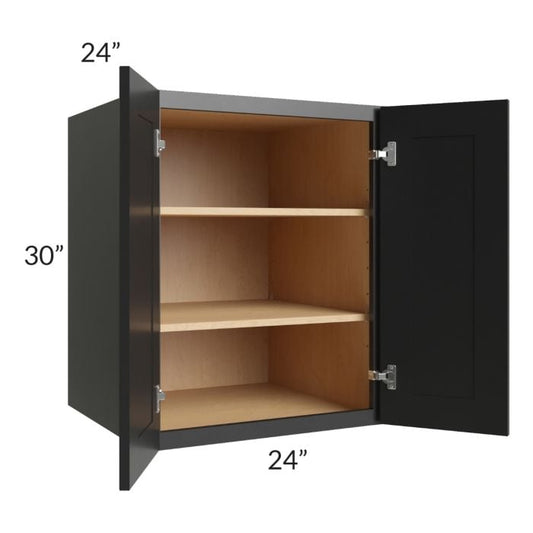 RTA Onyx Black Shaker 24" x 30" x 24" Split Pantry Wall Cabinet