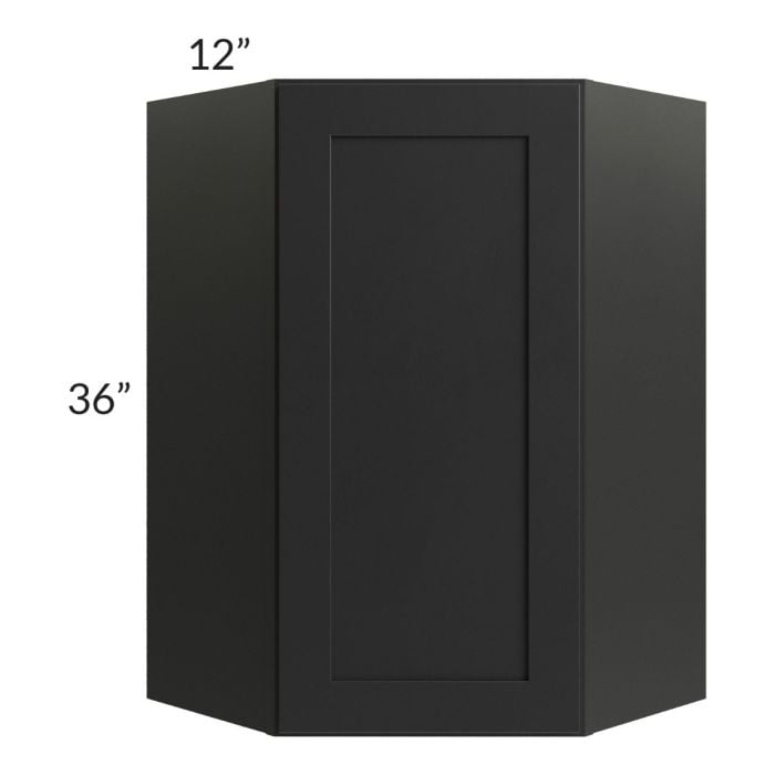 RTA Onyx Black Shaker 24" x 36" Diagonal Corner Wall Cabinet
