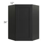 RTA Onyx Black Shaker 24" x 36" Diagonal Corner Wall Cabinet with Glass Door