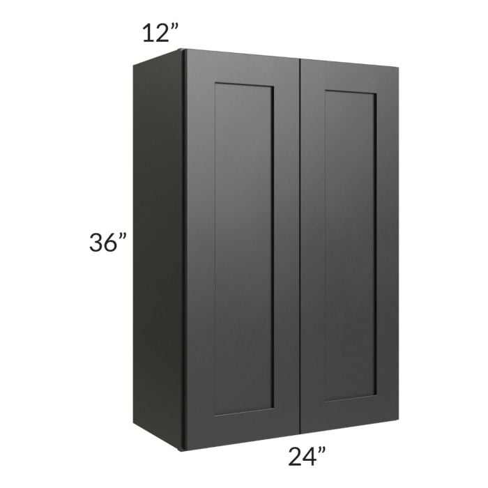 RTA Onyx Black Shaker 24" x 36" Wall Cabinet with Glass Door