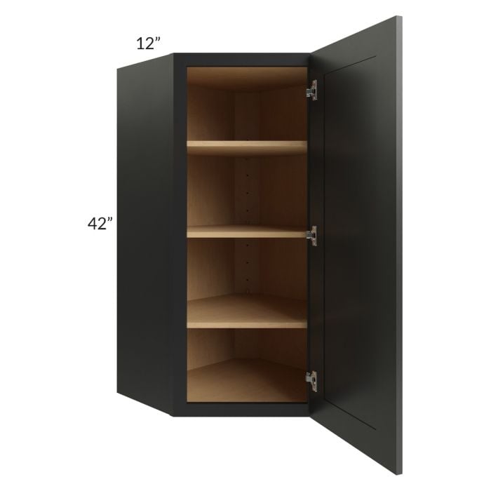 RTA Onyx Black Shaker 24" x 42" Diagonal Corner Wall Cabinet