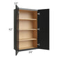 RTA Onyx Black Shaker 24" x 42" Wall Cabinet with 1 Decorative End Panel and Mullion Glass Door