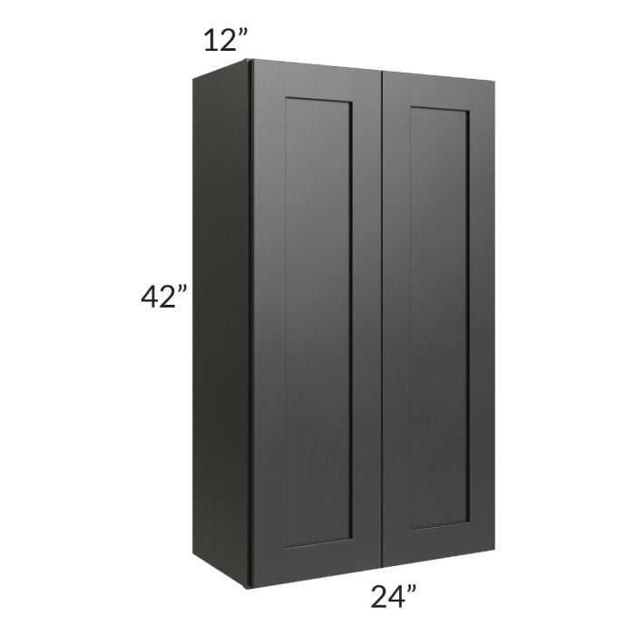 RTA Onyx Black Shaker 24" x 42" Wall Cabinet with 2 Decorative End Panels