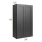 RTA Onyx Black Shaker 24" x 42" Wall Cabinet with 2 Decorative End Panels and Mullion Glass Door
