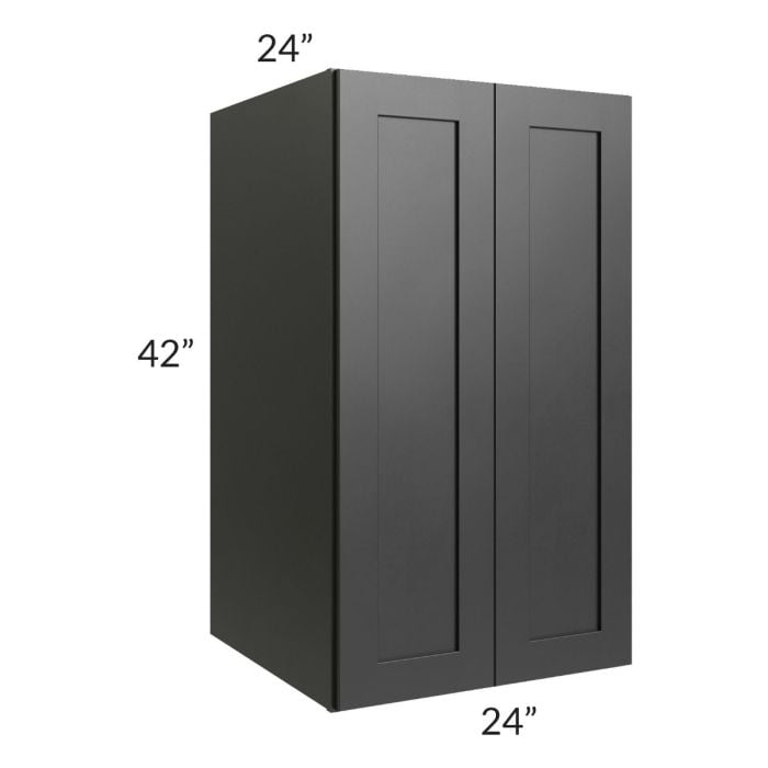 RTA Onyx Black Shaker 24" x 42" x 24" Split Pantry Wall Cabinet