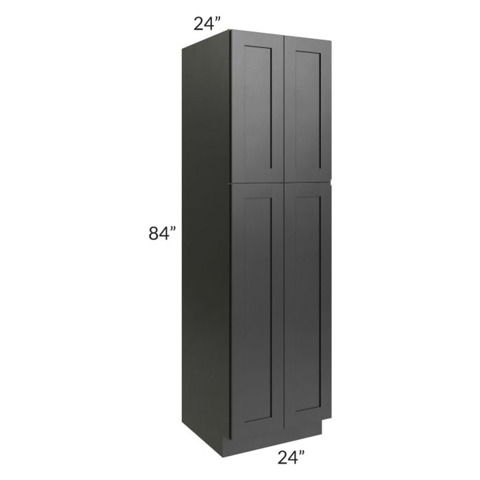 RTA Onyx Black Shaker 24" x 84" Utility Cabinet with 2 Decorative End Panels