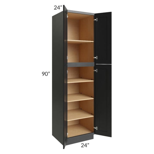 RTA Onyx Black Shaker 24" x 90" Utility Cabinet with 2 Decorative End Panels