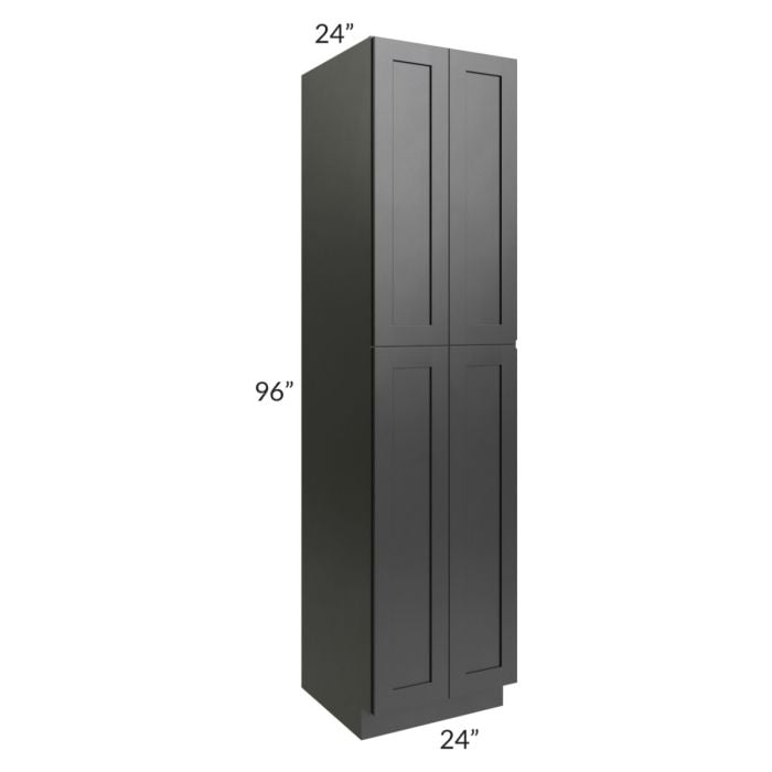 RTA Onyx Black Shaker 24" x 96" Utility Cabinet with 2 Decorative End Panels
