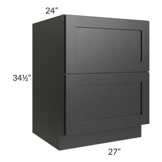 RTA Onyx Black Shaker 27" 2-Drawer Base Cabinet with 2 Decorative End Panels