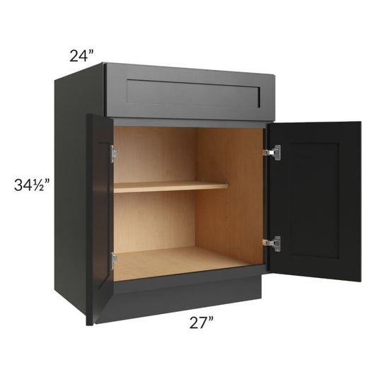 RTA Onyx Black Shaker 27" Base Cabinet with 1 Decorative End Panel