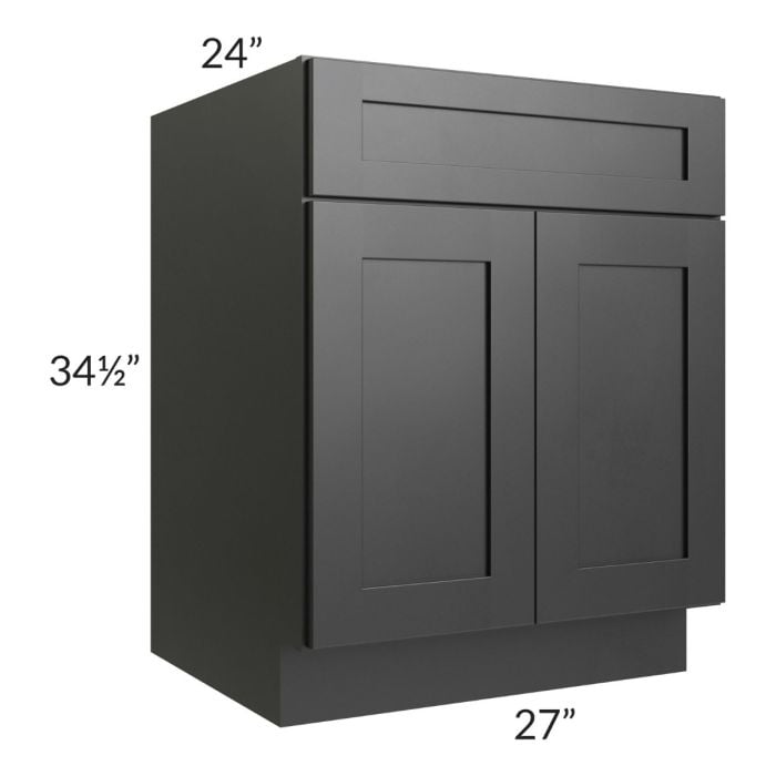RTA Onyx Black Shaker 27" Base Cabinet with 2 Decorative End Panels