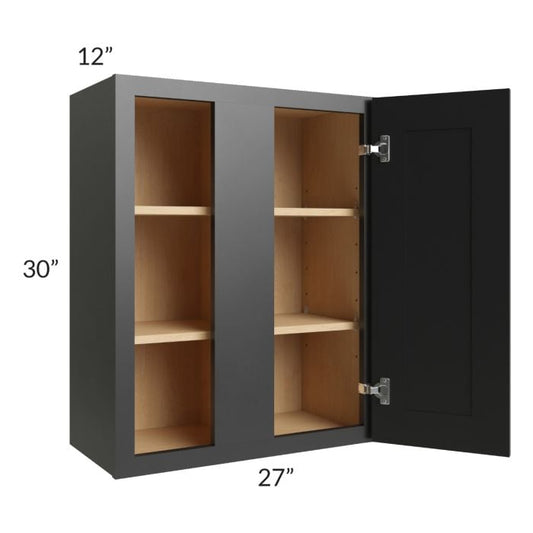 RTA Onyx Black Shaker 27" x 30" Blind Corner Wall Cabinet