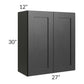 RTA Onyx Black Shaker 27" x 30" Wall Cabinet with 2 Decorative End Panels