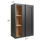 RTA Onyx Black Shaker 27" x 36" Blind Corner Wall Cabinet