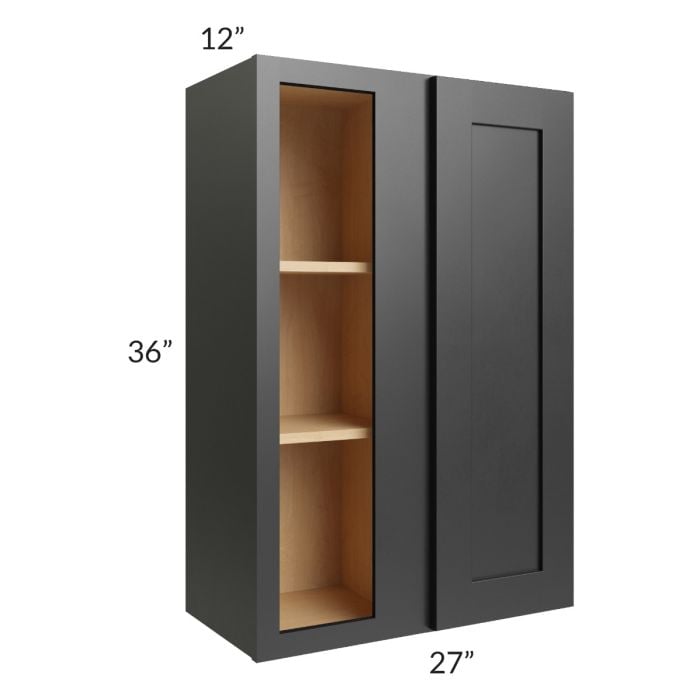 RTA Onyx Black Shaker 27" x 36" Blind Corner Wall Cabinet